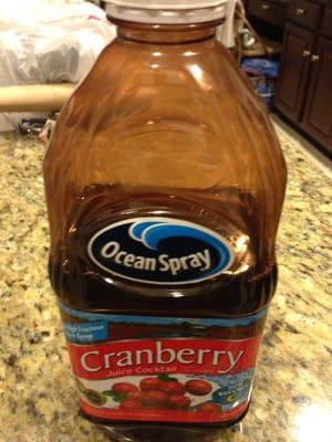 1 year expired cranberry juice that I bought tonight for 2x the normal price... Yes the container is usually clear