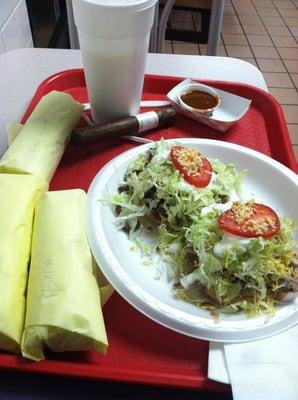 sopes sopes giant tacos horchata con cigar!