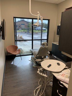 Treatment room with massaging chairs.