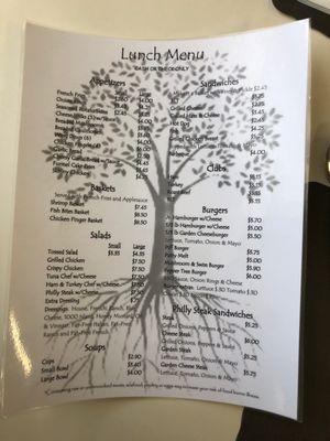 Lunch menu