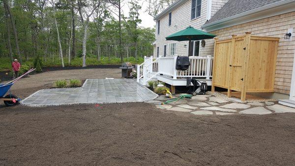 Patio, deck, outside shower and Landcaping