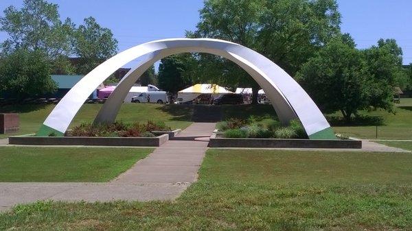 architectural structure spanning the gardens