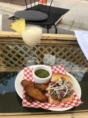 Caribbean style pulled pork w/ plantains