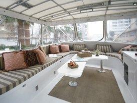 Yacht Salon - recovered cushions and fresh pillows