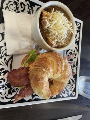 BLT croissant and onion soup.   Yummmmm