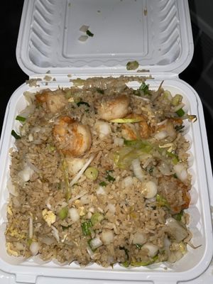 Shrimp fried rice with extra onion and green onion