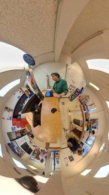 A 360view of this small -- 3 teller post office.