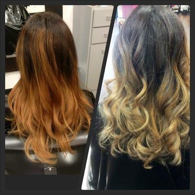 Left: My botched "Ombre" from another salon.  Right: After Jessica fixed it!! LOVE!