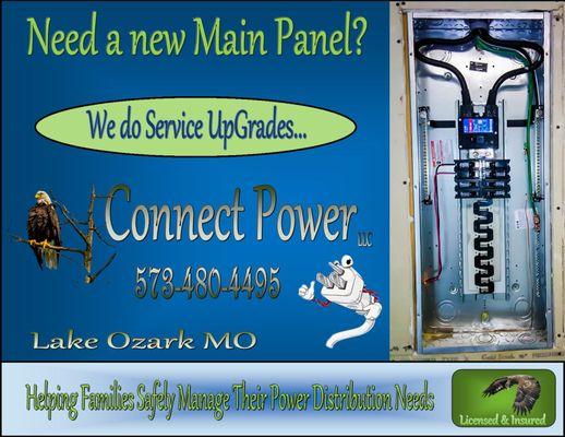 Ask us about our Meter and Main panel upgrades. We do turn key residential distribution for all your electrical needs.