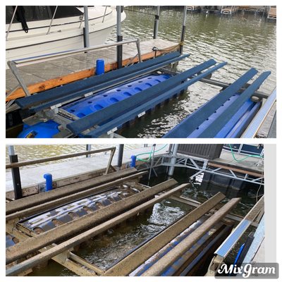 Boat lift at marina on Old Hickory Lake.