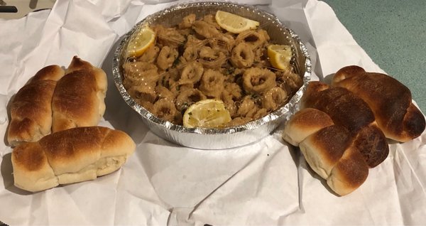 Calamari and rolls