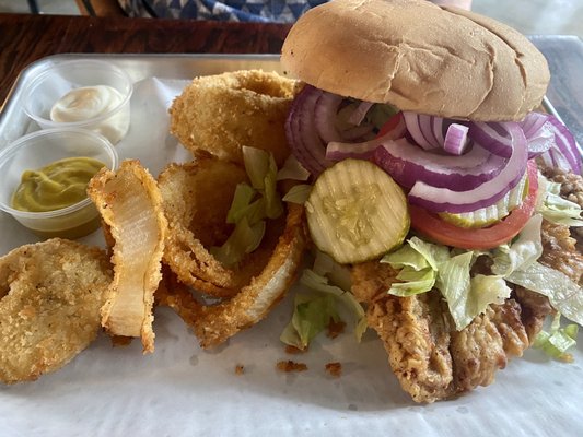 Pork Tenderloin and Onion Rings