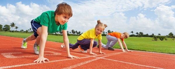 Happy children racing