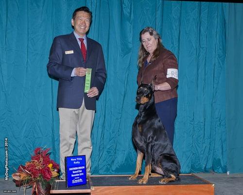 Juanita & Jimi receiving their AKC Rally Novice title.  So proud of them!