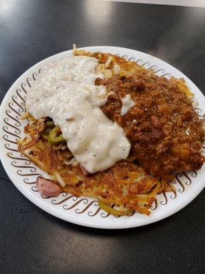 Bill Lewis of Vero Beach, Florida, making a quick stop at the Waffle House in Hendersonville, North Carolina.