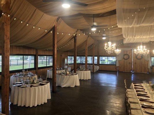 Guest table, cake table, and head table.