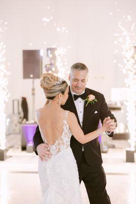 First Dance with a little extra oomph! Our DJ Service is complimented by cold sparks!