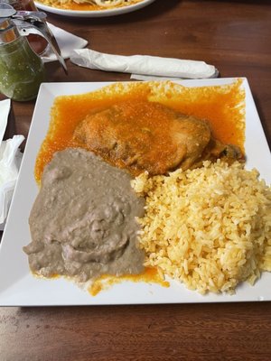 Chile relleno, rice & beans