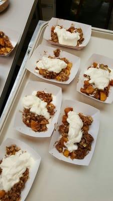 Freshly baked apple crumb with hand made whipped cream