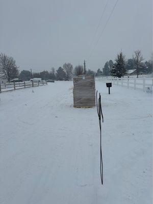 The black line is where the street starts. Clearly on street in rural area with no street lights.