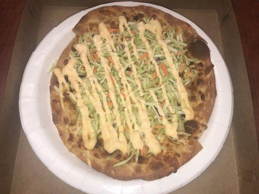 Tasty Thai Pizza w Chicken Slaw Sriracha aioli At CJ's Traveling Pizzeria Food Truck, Tampa