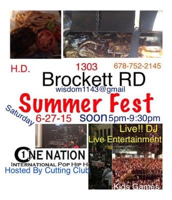 Everyone is welcome Free Food BBQ,Live Entertainment, Kids Gams.  One Nation is performing