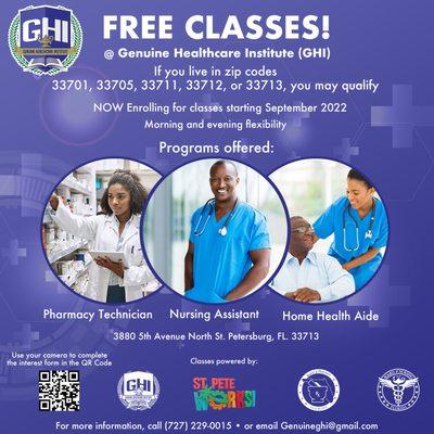 We are offering free classes through our Sponsor for some individual who live in the South CRA ( Community Redevelopment Areas).