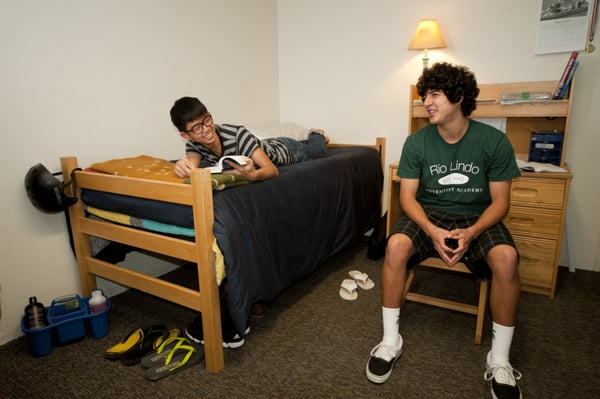 Most students live in the dorm and have a roommate.