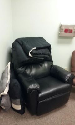 Chair option for sleeping . Extra blankets , pillows, water,  fan... available