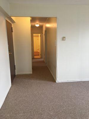 Hallway of two bedroom apartment at Haverford Manor