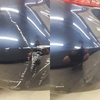 A Before/After of a scratch removal.