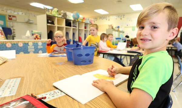 Carlisle-Foster's Grove Elementary School Student Working on a Fun Assignment