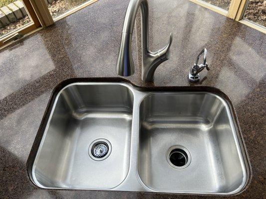 Clean and polished sink