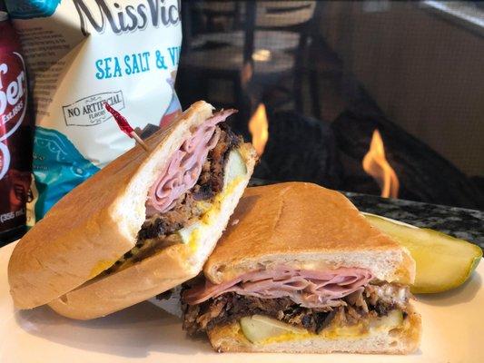 The Cuban Panini with pulled pork smoked in-house