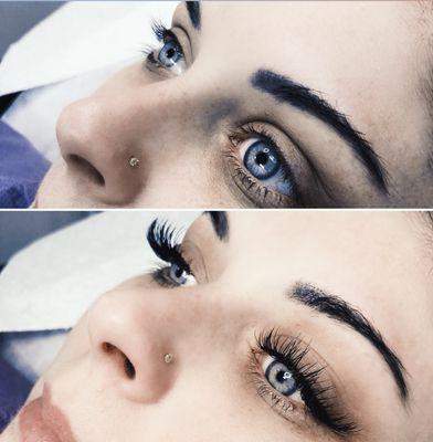 Little more dramatic longer and full/ Lash and Brow Design /lash extensions before and after