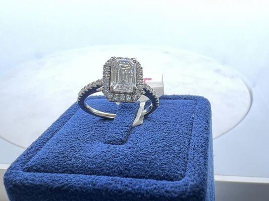 Princess Cut Diamond Halo Engagement Ring Houston