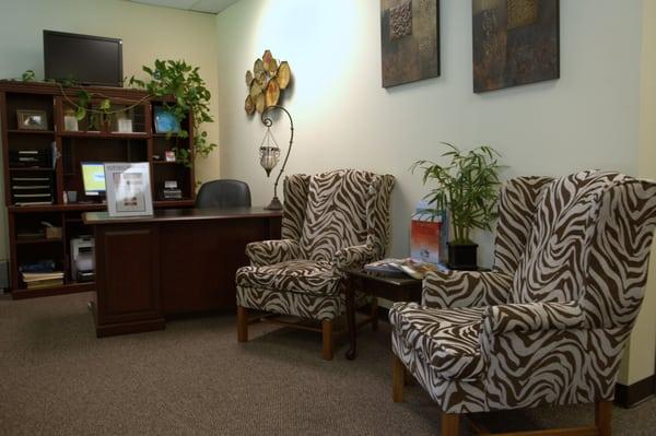 MPi Clinics warm and relaxing reception area.