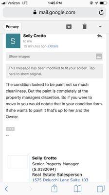 Email between property manager and me trying to figure out if the property would be fixed or not. Turns out it's sold as is.