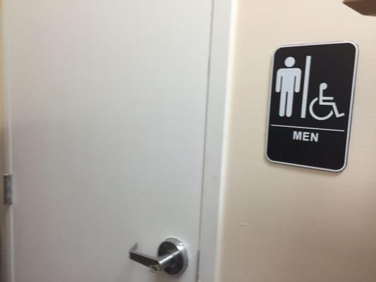 Clearly a bathroom sign.... But it's used as storage!