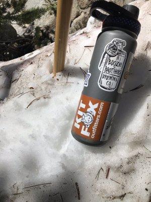 Stickers, water bottle, snow, kit fox outfitters