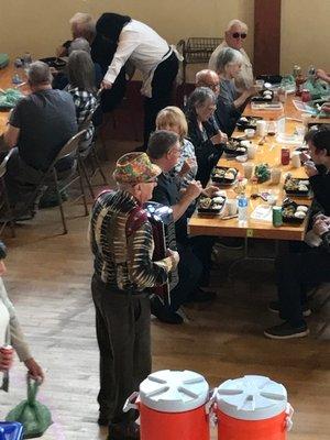 Diners were entertained by an accordion player