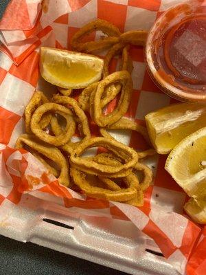 Overcooked calamari rings!!!