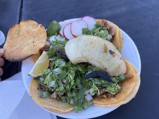 Tacos! Pastor and Tripa