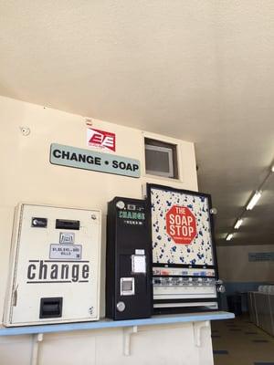 Broken TV, Out of Order change machine, and Change Machine that cheats you... Along w/ the soap stop vending center.