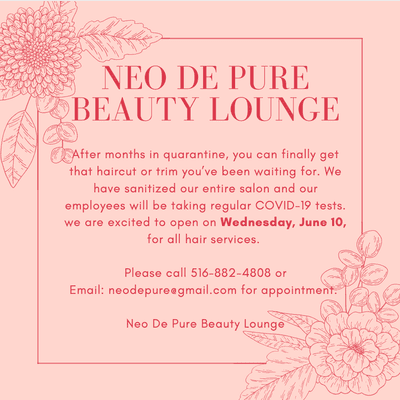 Neo De Pure Beauty Lounge  Reopen News