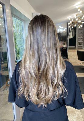 Hair color, cut, beach waves