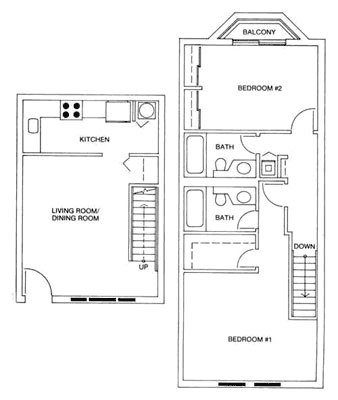 Two level 2 bedroom.