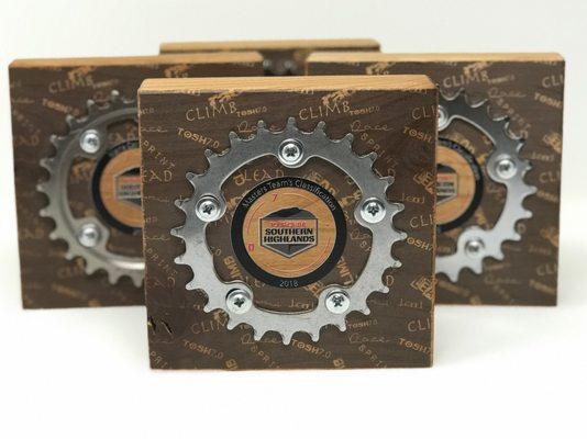 Triumph Seres Awards |
 Alder base with cog attached to front. Full-color or etched with logo and information customized.