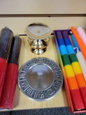 Pride/ chakra candles, pillar candles and holders