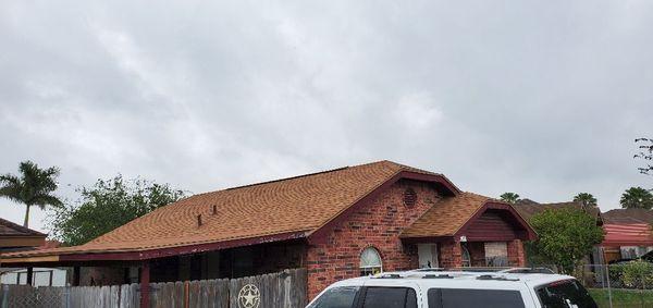 Reroof with Owens Corning, color Dessert Tan.